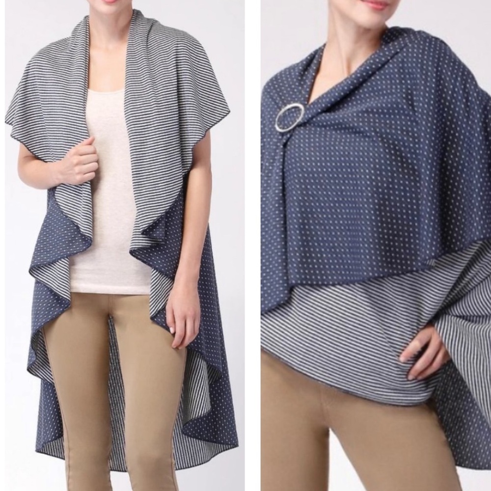 Demdaco Navy Stripe Polka Dot 6 in‎ 1 City Wrap On The Go Size OSFM